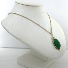 Load image into Gallery viewer, 14k Yellow Gold Cabochon Cut Green Jade Pendant Necklace