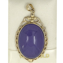 Load image into Gallery viewer, 14k Yellow Gold Cabochon Cut Lavender Jade Pendant Necklace