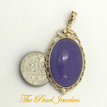 Load image into Gallery viewer, 14k Yellow Gold Cabochon Cut Lavender Jade Pendant Necklace