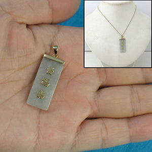 14k Yellow Gold Celadon Green Jade Good Fortune Pendant