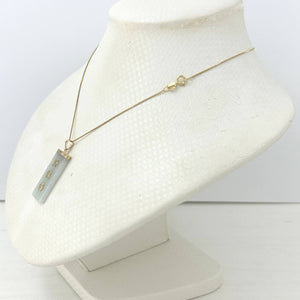 14k Yellow Gold Celadon Green Jade Good Fortune Pendant