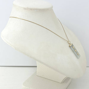 14k Yellow Gold Celadon Green Jade Good Fortune Pendant