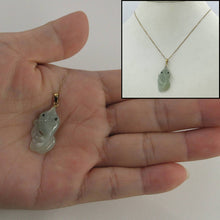 Load image into Gallery viewer, 14k Yellow Gold Bale Hand-Carved Goldfish Natural Jadeite Pendant Necklace