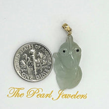Load image into Gallery viewer, 14k Yellow Gold Bale Hand-Carved Goldfish Natural Jadeite Pendant Necklace