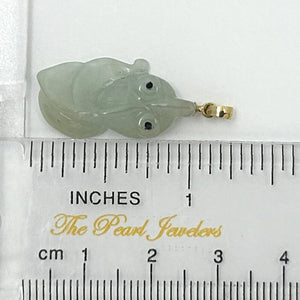 14k Yellow Gold Bale Hand-Carved Goldfish Natural Jadeite Pendant Necklace