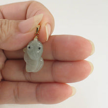 Load image into Gallery viewer, 14k Yellow Gold Bale Hand-Carved Goldfish Natural Jadeite Pendant Necklace