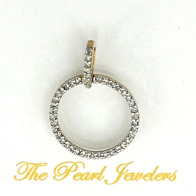 14k Yellow Gold Circle 46 Diamond Pendant