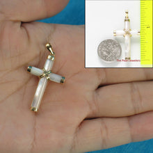 Load image into Gallery viewer, 14k Yellow Gold Cross Mother of Pearl Tube Pendant