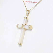Load image into Gallery viewer, 14k Yellow Gold Cross Mother of Pearl Tube Pendant