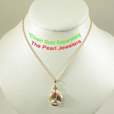 14k Yellow Gold Crown Ruby & Diamond Pendant