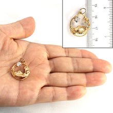 Load image into Gallery viewer, 14k Yellow Gold Hawaiian Circle Cubic Zirconia Pendant