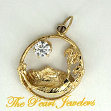 Load image into Gallery viewer, 14k Yellow Gold Hawaiian Circle Cubic Zirconia Pendant