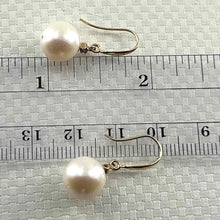 Load image into Gallery viewer, 14K Yellow Gold Diamond White Pearl Hook Earrings (9–10mm)