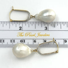 Load image into Gallery viewer, 14K Yellow Gold Diamond Baroque Pearl Dangle Earrings