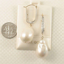 Load image into Gallery viewer, 14K Yellow Gold Diamond Baroque Pearl Dangle Earrings