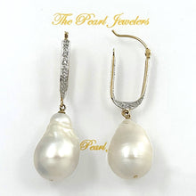 Load image into Gallery viewer, 14K Yellow Gold Diamond Baroque Pearl Dangle Earrings