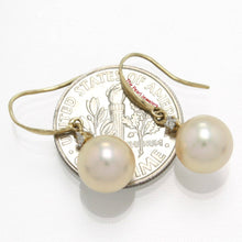 Load image into Gallery viewer, 14K Yellow Gold Peach Round Pearl Hook Earrings with Diamonds