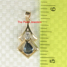 Load image into Gallery viewer, 14k Yellow Gold Diamond &amp; Pear Cut Natural Blue Sapphire Pendant
