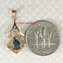 Load image into Gallery viewer, 14k Yellow Gold Diamond &amp; Pear Cut Natural Blue Sapphire Pendant