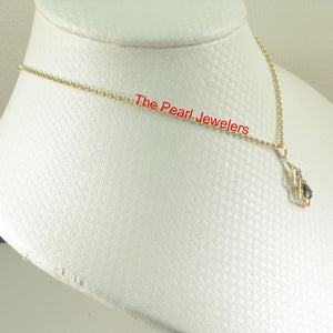 14k Yellow Gold Diamond & Pear Cut Natural Blue Sapphire Pendant