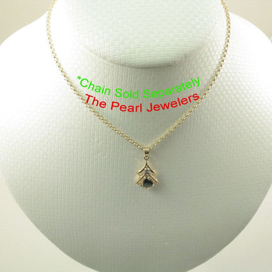 14k Yellow Gold Diamond & Pear Cut Natural Blue Sapphire Pendant