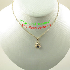 14k Yellow Gold Diamond & Pear Cut Natural Blue Sapphire Pendant