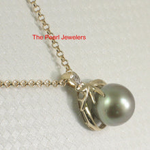 Load image into Gallery viewer, 14k Yellow Gold &amp; Diamond Silver-Tone Tahitian Pearl Pendant