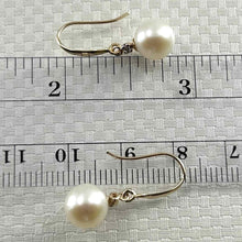 Load image into Gallery viewer, 14K Yellow Gold White Round Pearl Hook Earrings with Diamonds
