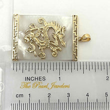 Load image into Gallery viewer, 14k Yellow Gold Dragon &amp; Greek Key White Mother of Pearl Pendant