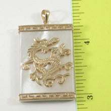 Load image into Gallery viewer, 14k Yellow Gold Dragon &amp; Greek Key White Mother of Pearl Pendant