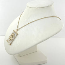 Load image into Gallery viewer, 14k Yellow Gold Dragon &amp; Greek Key White Mother of Pearl Pendant
