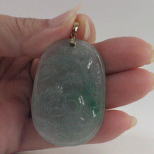Load image into Gallery viewer, 14k Yellow Gold Hand Carved Dragon &amp; Phoenix Apple Green Jade Pendant