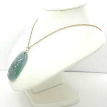 Load image into Gallery viewer, 14k Yellow Gold Hand Carved Dragon &amp; Phoenix Apple Green Jade Pendant
