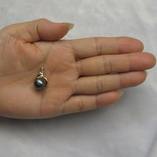 Load image into Gallery viewer, 14k Yellow Gold Feather Black Tahitian Pearl &amp; Diamond Pendant