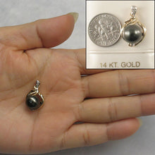 Load image into Gallery viewer, 14k Yellow Gold Feather Diamond Black Tahitian Pearl Pendant
