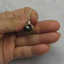 Load image into Gallery viewer, 14k Yellow Gold Feather Diamond Black Tahitian Pearl Pendant