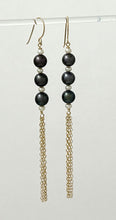 Load image into Gallery viewer, 14k Gold Filled Hook Earrings – Black Pearl Dangle