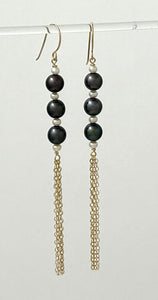 14k Gold Filled Hook Earrings – Black Pearl Dangle