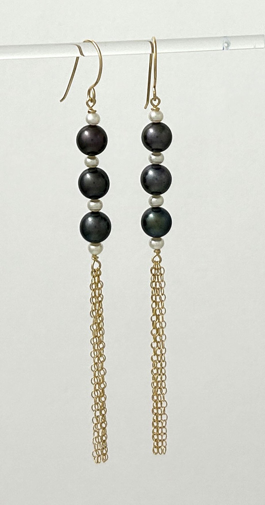 14k Gold Filled Hook Earrings – Black Pearl Dangle