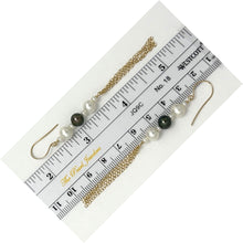 Load image into Gallery viewer, 14k Gold Filled Hook Earrings – Black &amp; White Pearl Drop