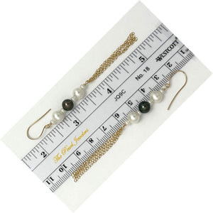 14k Gold Filled Hook Earrings – Black & White Pearl Drop