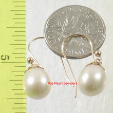 Load image into Gallery viewer, 14K Yellow Gold Fish Hook White Pearl Claw Earrings (7.5–8mm)