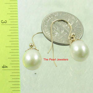 14K Yellow Gold Fish Hook White Pearl Claw Earrings (7.5–8mm)