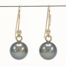 Load image into Gallery viewer, 14K Yellow Gold Black Pearl Dangle Earrings with Fish Hook