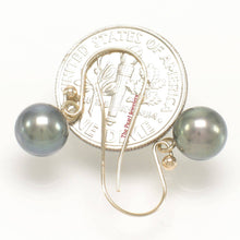 Load image into Gallery viewer, 14K Yellow Gold Black Pearl Dangle Earrings with Fish Hook