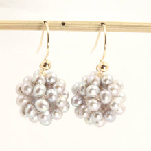 Load image into Gallery viewer, 14K Yellow Gold Fish Hook Gray Pearl Ball Earrings (14mm)