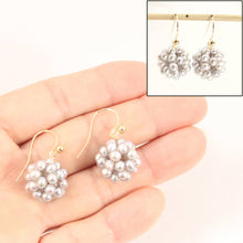 Load image into Gallery viewer, 14K Yellow Gold Fish Hook Gray Pearl Ball Earrings (14mm)
