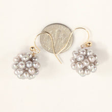 Load image into Gallery viewer, 14K Yellow Gold Fish Hook Gray Pearl Ball Earrings (14mm)
