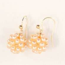 Load image into Gallery viewer, 14K Yellow Gold Fish Hook Pink Pearl Ball Earrings (13mm)