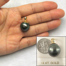 Load image into Gallery viewer, 14k Yellow Gold Flower-Cap Black Tahitian Pearl Pendant